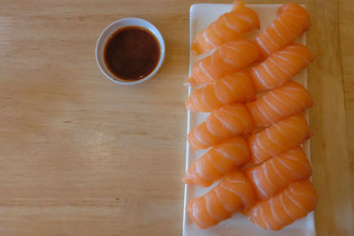 High angle view of vegetables on table