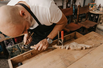 Man working on table