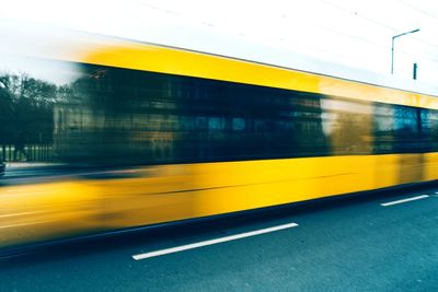 Train moving on road