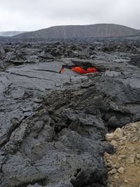 Glimpses of lava near iceland's newest volcano, geldingadalir