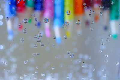 Full frame shot of wet glass window