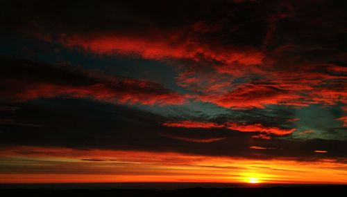 Low angle view of dramatic sky at sunset