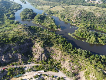 High angle view of trees on landscape