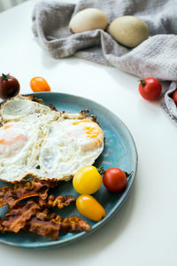 High angle view of food in plate