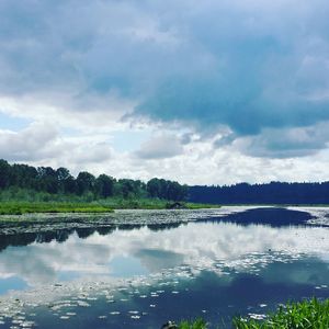 Scenic view of lake against sky