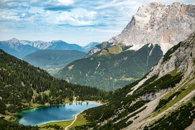 Scenic view of mountains against sky