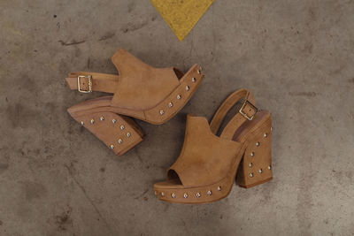 High angle view of shoes on table