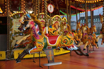 Horse statues at carousel