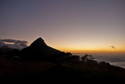 Scenic view of sea against clear sky during sunset