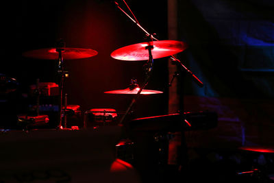 Drum in illuminated nightclub