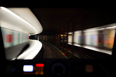 Blurred motion of train at night