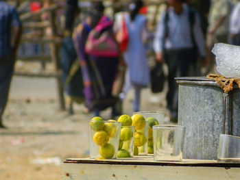 Food for sale at market stall