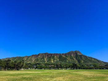 View of mountain against blue sky