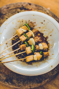 High angle view of meal served in plate