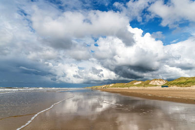 Scenic view of beach against sky