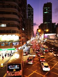 Traffic on city street at night