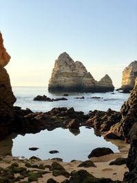 Scenic view of sea against clear sky