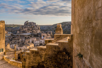 High angle view of buildings at sassi di matera