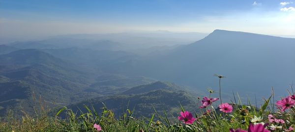 Scenic view of mountains against sky