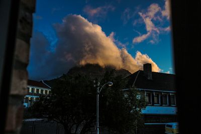 Low angle view of house against cloudy sky