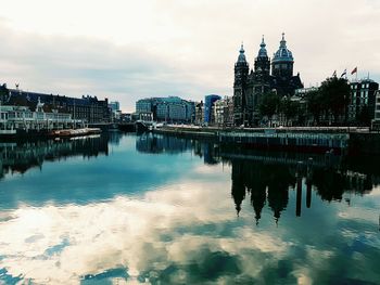 Reflection of buildings in river