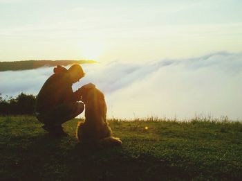 Two men in meadow