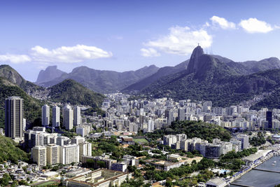 High angle view of buildings in city