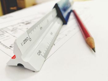 High angle view of pencil on table