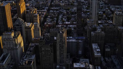 High angle view of buildings in city