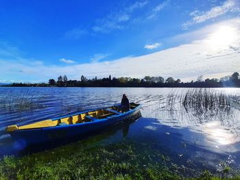 Scenic view of lake against sky