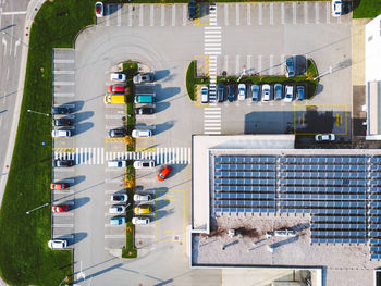 High angle view of buildings in city