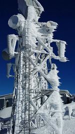 Low angle view of snow against clear sky