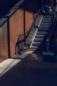 High angle view of escalator