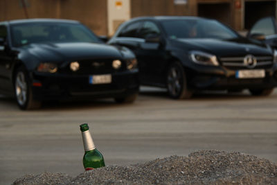 Close-up of toy car on street