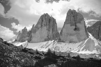 Panoramic view of rocky mountains against sky