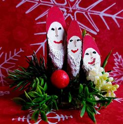Close-up of christmas decoration on table