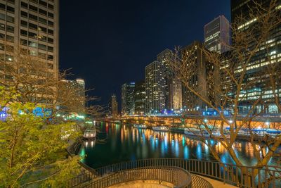 Illuminated cityscape at night