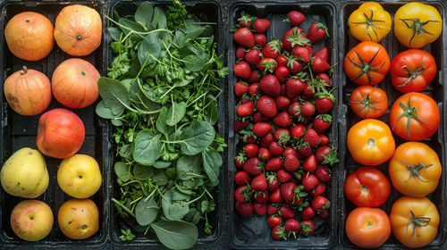 High angle view of vegetables for sale at market stall