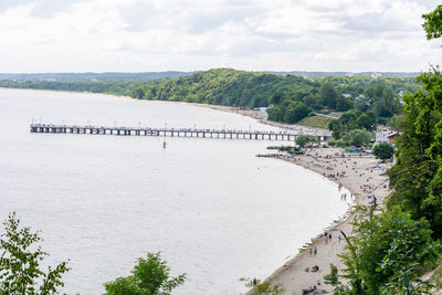 High angle view of beach against sky