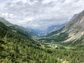 Scenic view of mountains against sky, val ferret, courmayeur