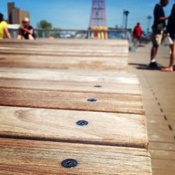 Surface level of wooden boardwalk