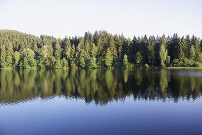 Scenic view of lake against clear sky