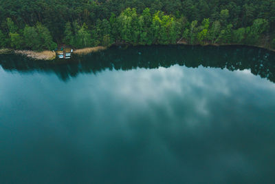 Scenic view of lake against trees