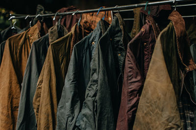 Clothes drying on rack