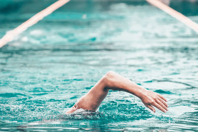 Man swimming in sea