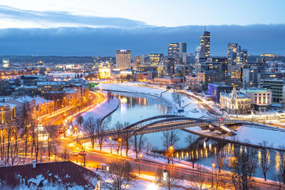 Vilnius, capital of lithuania, beautiful scenic aerial panorama of modern business financial 