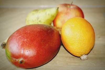 Close-up of apples on table