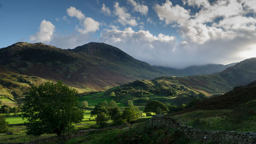 Scenic view of mountains against sky