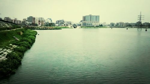 View of river with buildings in background