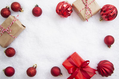 High angle view of christmas decoration